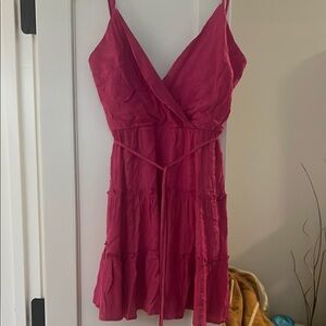 Pink Sleeveless Wrap Dress